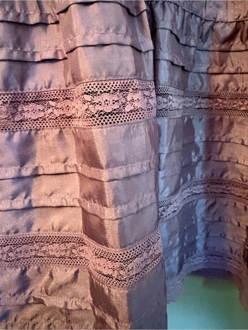 April Cornell Lavender Silk Blend Lace Tiered Maxi Skirt Size XL - Picture 8 of 12